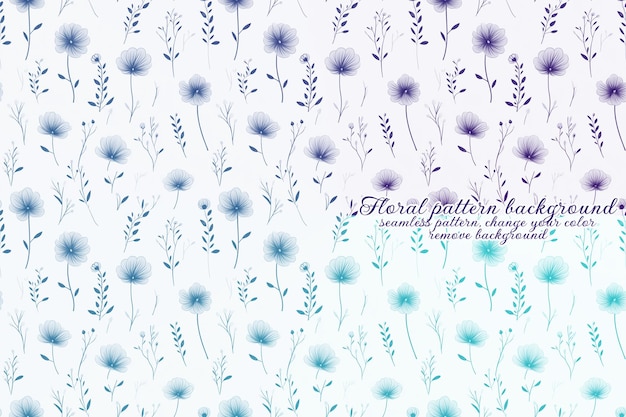 PSD motif floral personnalisable aux tons bleus et lavandes