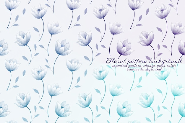 PSD motif floral personnalisable aux tons bleus et lavandes