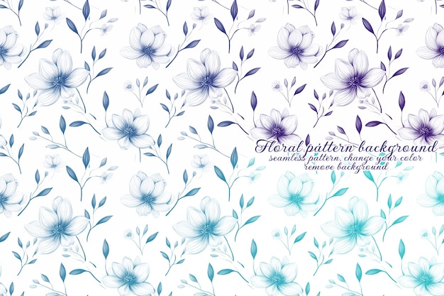 Motif Floral Personnalisable aux Tons Bleus et Lavandes