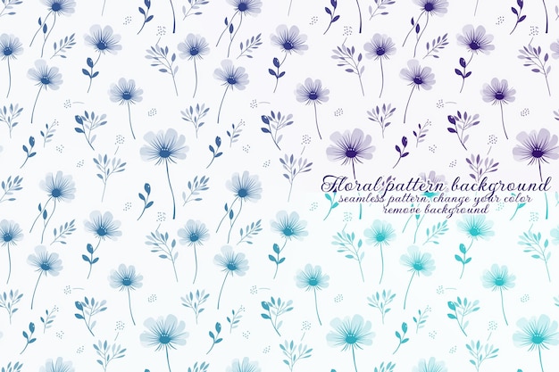 PSD motif floral personnalisable aux tons bleus et lavandes