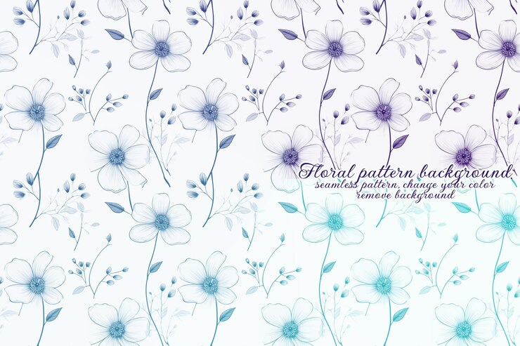 PSD motif floral personnalisable aux tons bleus et lavandes