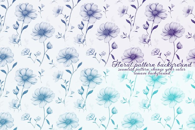 PSD motif floral personnalisable aux tons bleus et lavandes