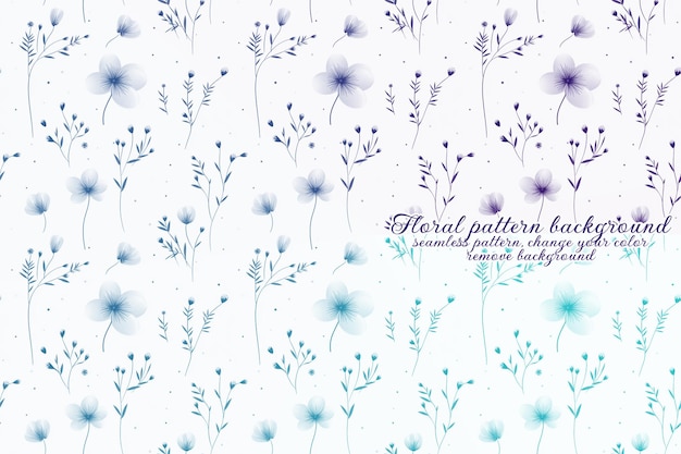 PSD motif floral personnalisable aux tons bleus et lavandes