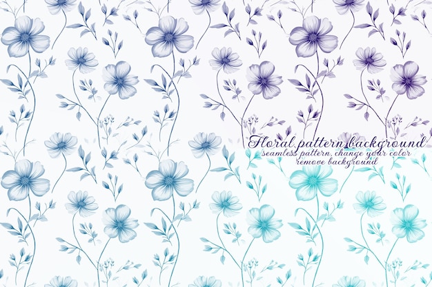 PSD motif floral personnalisable aux tons bleus et lavandes