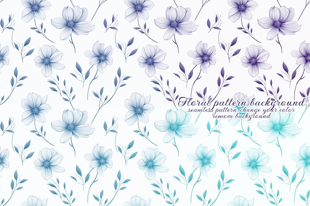 PSD motif floral personnalisable aux tons bleus et lavandes