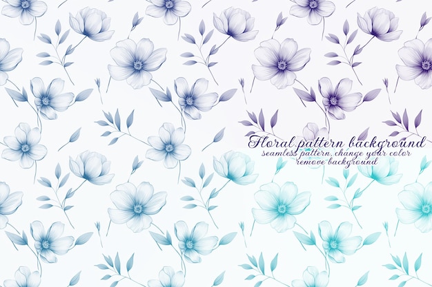 PSD motif floral personnalisable aux tons bleus et lavandes