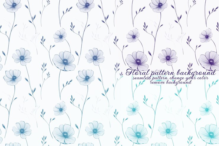 PSD motif floral personnalisable aux tons bleus et lavandes