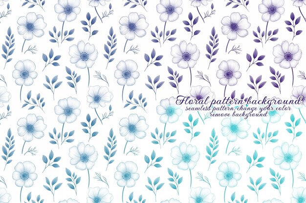 PSD motif floral personnalisable aux tons bleus et lavandes