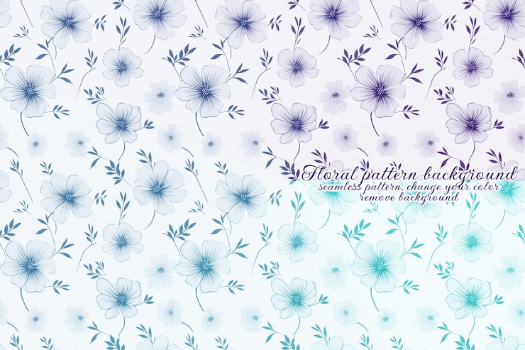 PSD motif floral personnalisable aux tons bleus et lavandes