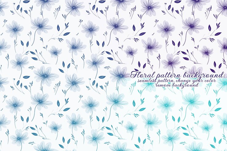 PSD motif floral personnalisable aux tons bleus et lavandes
