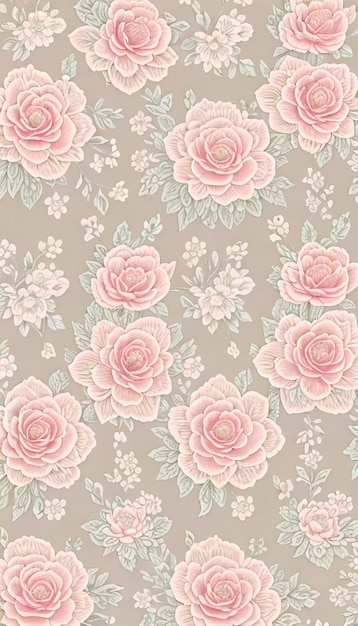 Un Motif Floral Vintage Dans Des Couleurs Pastel Douces.