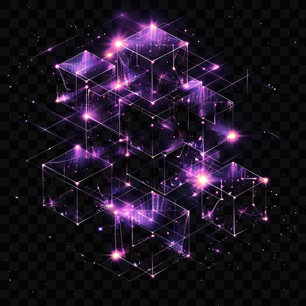 PSD un motif géométrique violet avec les mots lumières vives sur fond noir