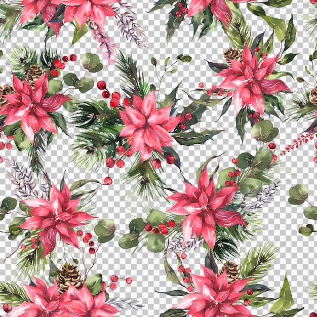 PSD motif de noël avec des fleurs rouges