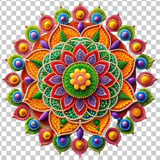 PSD un motif de rangoli 3d coloré et vibrant sur un fond transparent