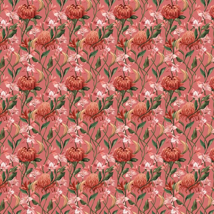 PSD motif sans couture avec une fleur et des feuilles