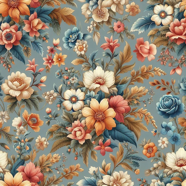 Un Motif Sans Couture De Fleurs Colorées Mignon