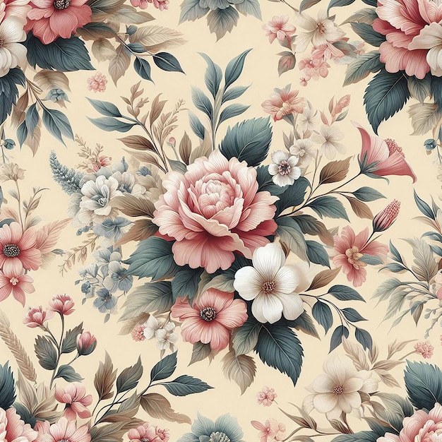 Un Motif Sans Couture De Fleurs Colorées Mignon