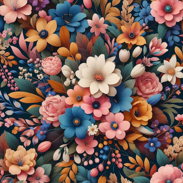 Un Motif Sans Couture De Fleurs Colorées Mignons