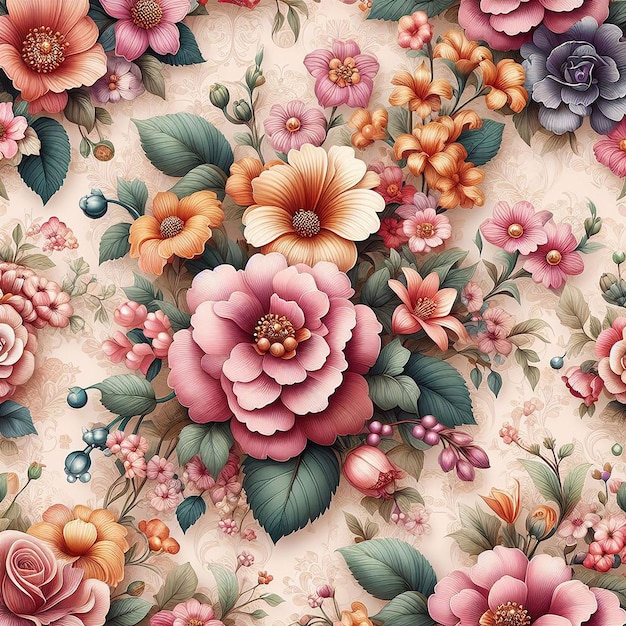 Un Motif Sans Couture De Fleurs Colorées Mignons