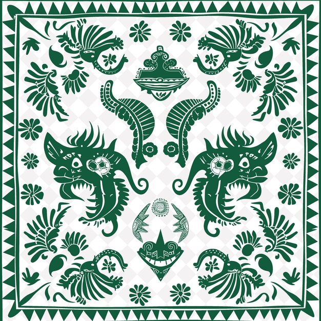 PSD un motif vert et blanc avec un dragon et une couronne