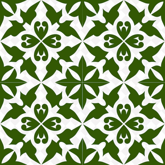 PSD un motif vert avec des feuilles et des fleurs sur un fond blanc