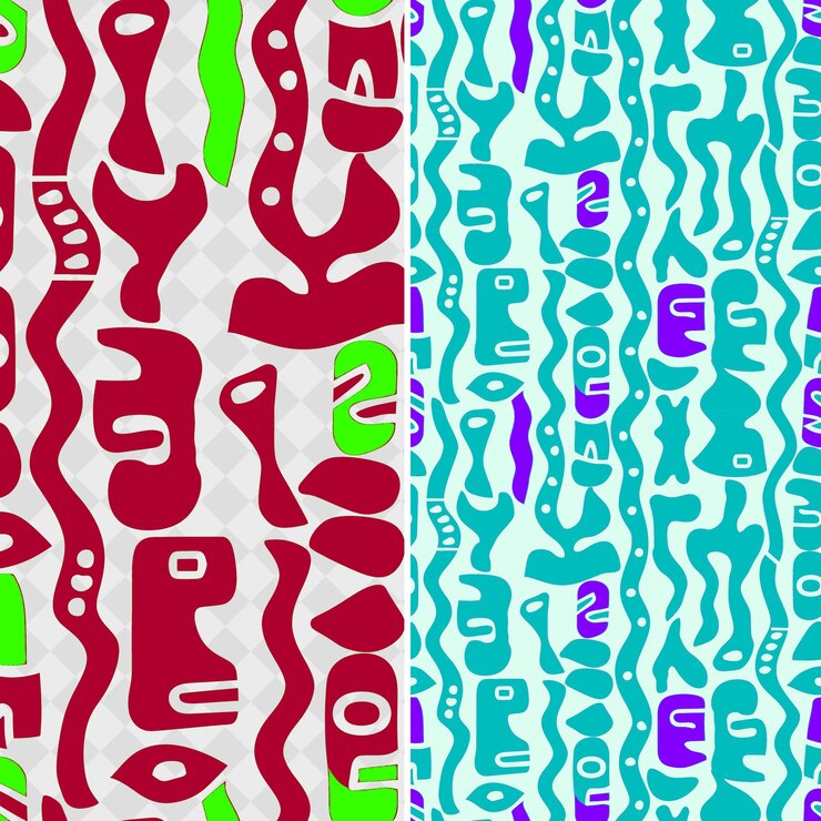 PSD des motifs de chokwe angolais avec des figures humaines abstraites et des dessins abstraits traditionnels de geom png