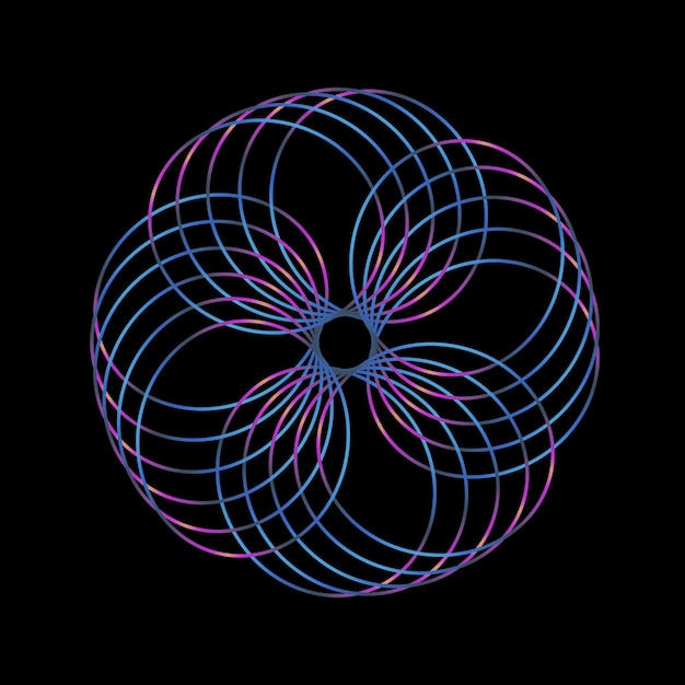 Des motifs circulaires géométriques abstraits en bleu et en violet