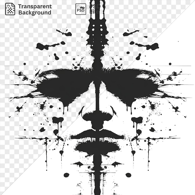 PSD des motifs d'encre, des symboles vectoriels, du rorschach noir et blanc, le visage d'un homme.