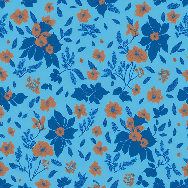 Des Motifs Floraux Minimalistes En Orange Et Bleu