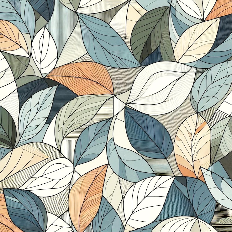 PSD des motifs floraux sans couture, un fond abstrait avec des feuilles en contour