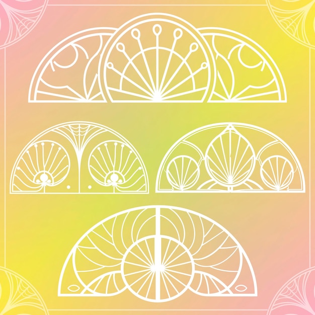 Des motifs géométriques abstraits dans un ensemble d'éléments de conception psd pastel