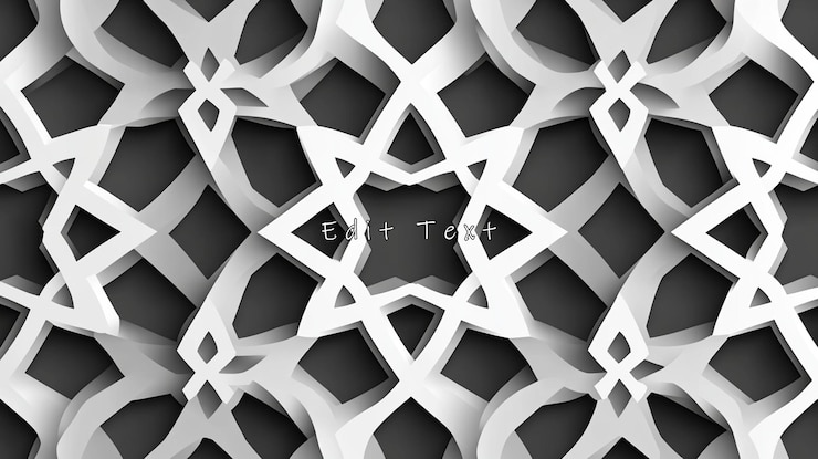 PSD des motifs géométriques abstraits en échelle de gris avec des formes d'étoiles à effet 3d et des détails complexes