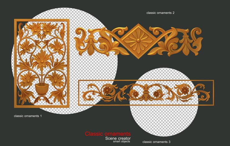 Motifs ornementaux classiques en or