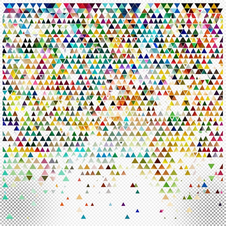 PSD des motifs triangulaires colorés avec des points sur un fond transparent