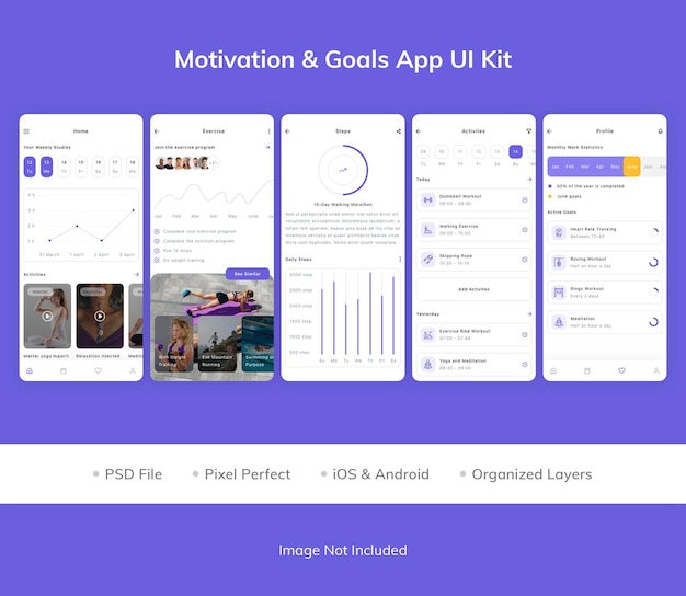 Motivation goals app ui kit