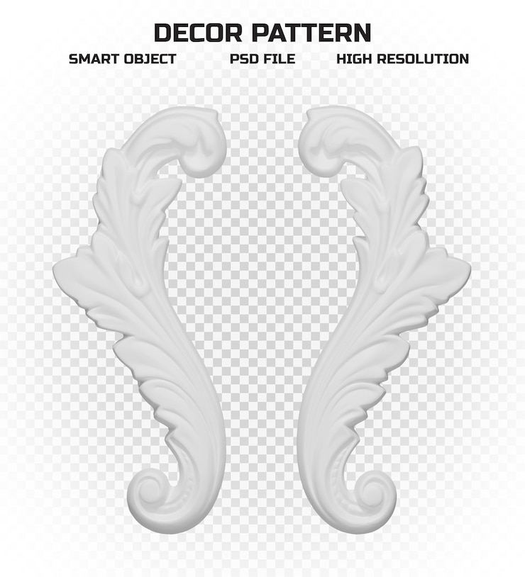 PSD motivo decorativo bianco opaco di alta qualità per la decorazione