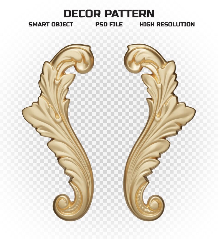 PSD motivo decorativo dorato lucido di alta qualità per la decorazione