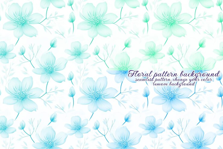 PSD motivo floreale personalizzabile sui toni del blu e della lavanda