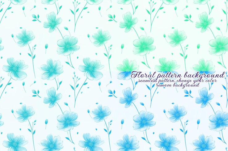 PSD motivo floreale personalizzabile sui toni del blu e della lavanda