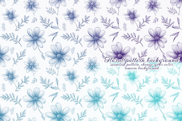 Motivo floreale personalizzabile sui toni del blu e della lavanda
