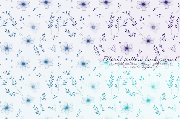 Motivo floreale personalizzabile sui toni del blu e della lavanda