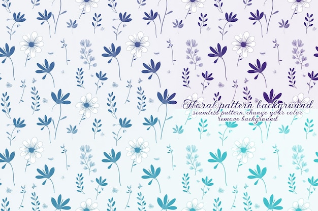 Motivo floreale personalizzabile sui toni del blu e della lavanda