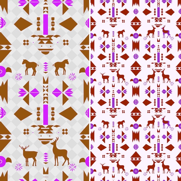 PSD motivos tribales ancestrales con siluetas de animales y geometría vector geométrico abstracto creativo