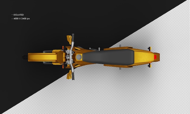 PSD moto de piste jaune métallique réaliste isolée de la vue de dessus