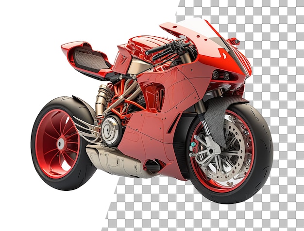 Une moto rouge avec un fond transparent