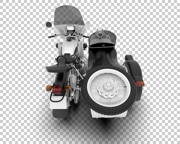 Moto avec side-car sur fond transparent illustration de rendu 3d