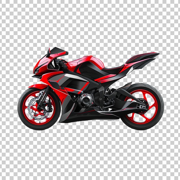 PSD moto sportive rouge sur un fond transparent