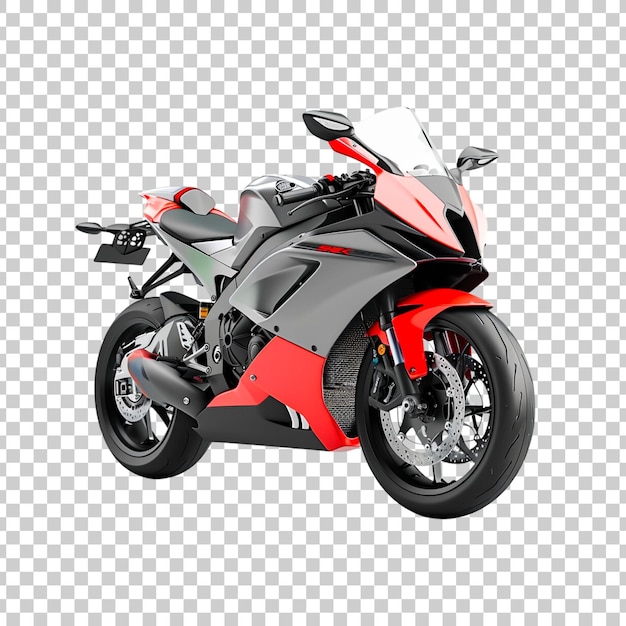 PSD moto sportive rouge sur un fond transparent