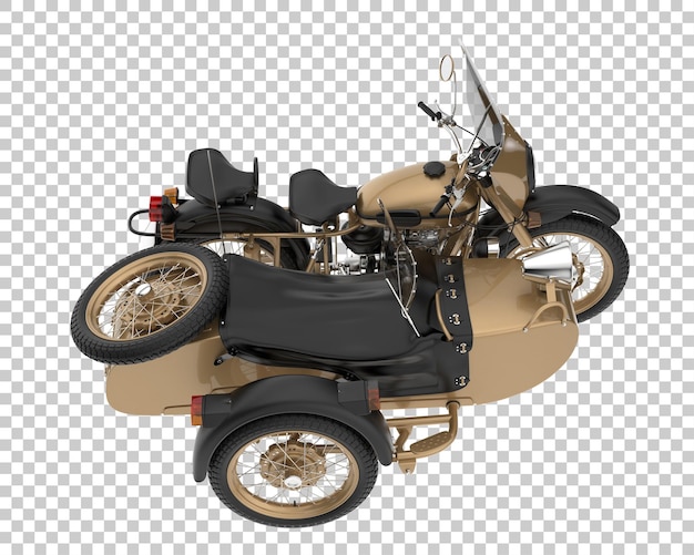 PSD motocicleta com sidecar em fundo transparente. renderização em 3d - ilustração