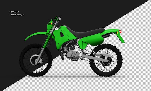 Motocicleta de trilha verde de metal realista isolada da vista lateral  esquerda